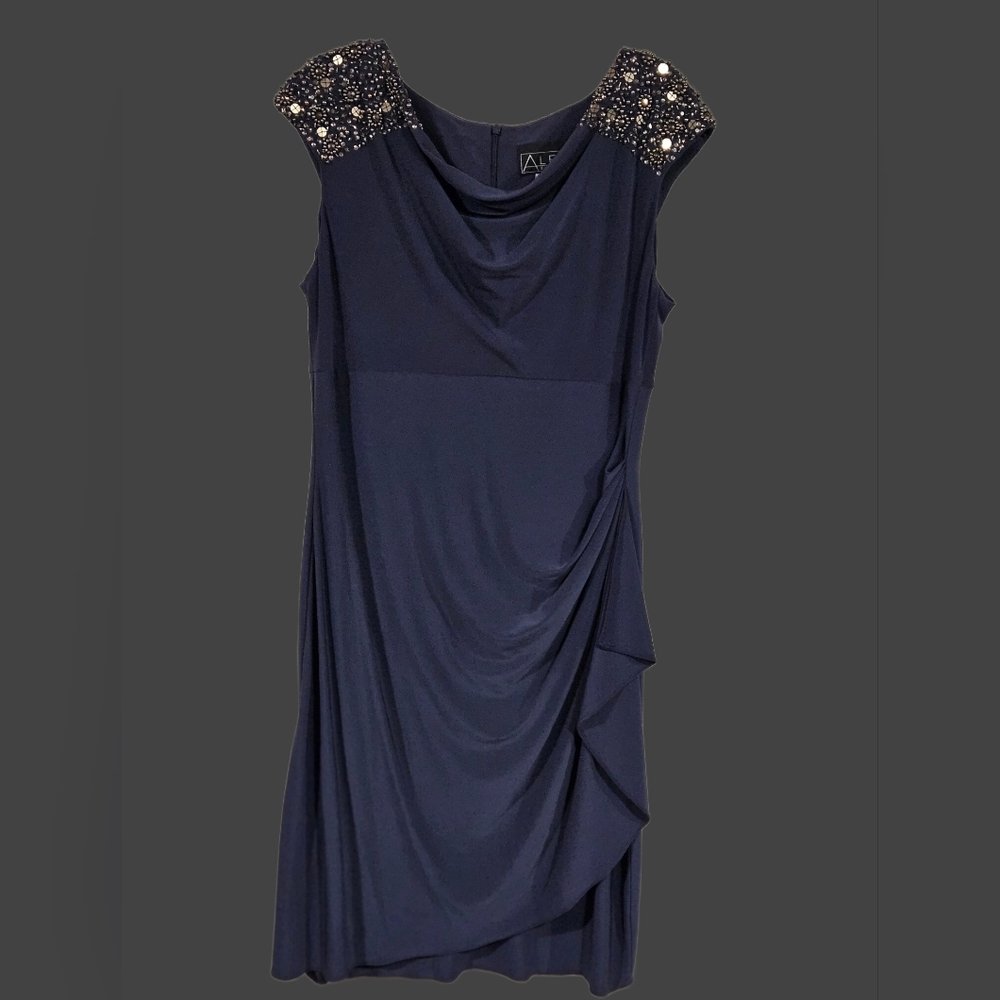 Women's Slate Blue Beaded Cocktail Dress Size 14